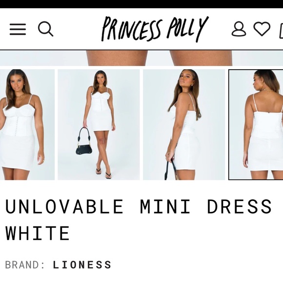 Princess Polly UNLOVABLE MINI DRESS WHITE NWOT - Picture 8 of 12